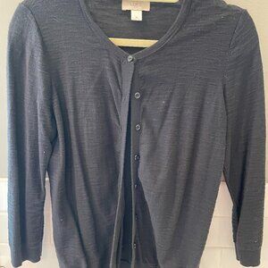 LOFT Outlet Women's Lightweight Linen Cotton Black Cardigan | M